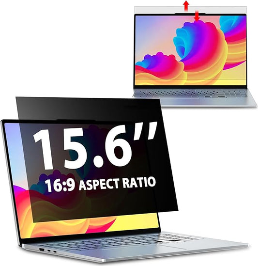 Laptop Privacy Screen 15.6 Inch 16:9 Aspect Ratio, Laptop Screen Privacy Shield Compatible With Lenovo Hp Dell Acer Asus Thinkpad Envy Xps, Removable Anti Glare Blue Light Computer Filter Protector
