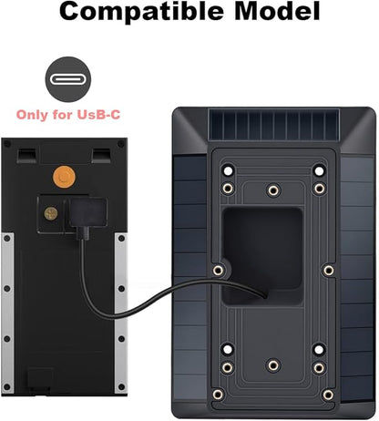 The Fansoun Ring Solar Charger Battery Doorbell Is Only Compatible With Battery Doorbells (USB-C Port) Waterproof Continuous Solar Panels And Is Not Suitable for Micro USB or Other Plug Type Doorbells