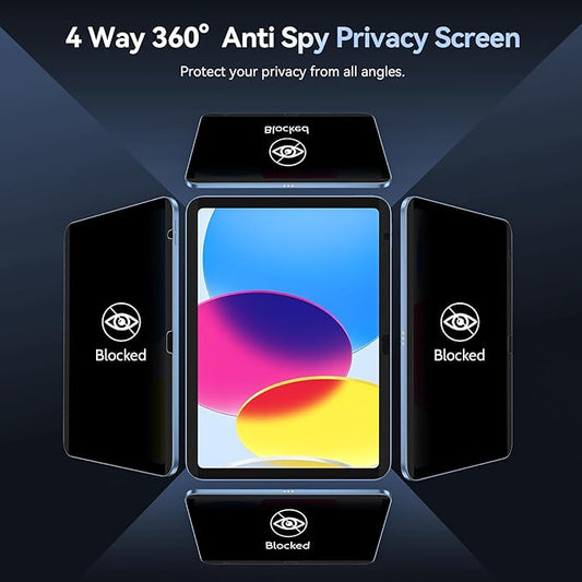 360° Magnetic Privacy Screen for iPad 10th Gen 2022 10.9 Inch & iPad 11th Gen A16 2025 11in, 4 Way Privacy Removable Anti Glare Blue Light Filter Shield Film Anti Spy Protector
