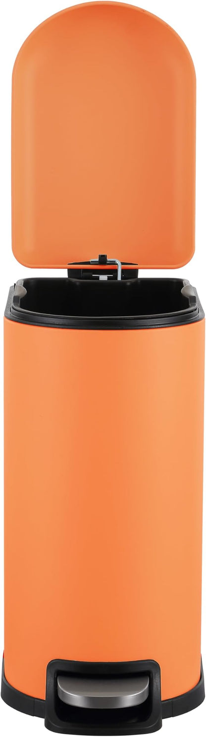 happimess HPM1009K Roland Mini 2.6-Gallon Step-Open Trash Can, Carrot Cake,with Soft-Close Lid, Fingerprint Resistant, Modern, Minimalistic for Home, Kitchen, Laundry Room, Office, Bedroom, Bathroom