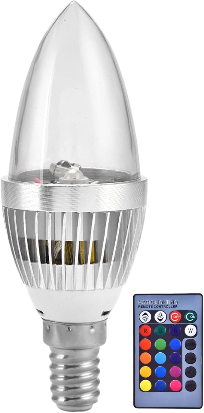 Garosa RGB Color Changing LED Light Bulb E14 E12 3W with Remote Dimmable Multicolor for Home Party Bedroom Decor Lighting