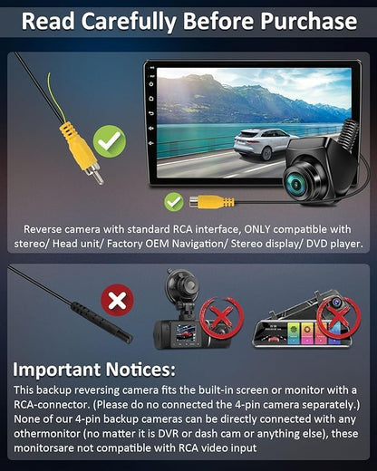 【4 Signal Modes】Backup Camera 360°+45°Rotatable Back up Camera Supports AHD 1080P/720P/NTSC/PAL Models RearView Reverse Camera for Car Truck Super Night Vision IP69K Parking Assist 170° Angle 12V-24V