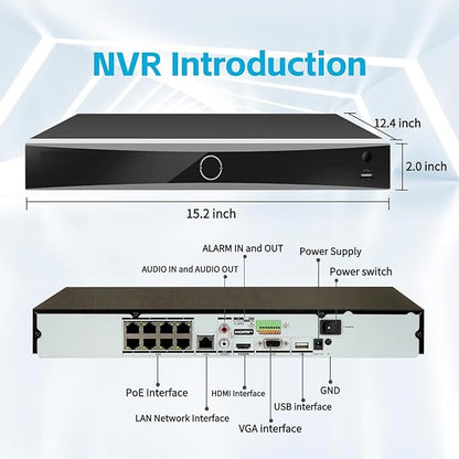 DS-7608NXI-K2/8P 8CH 4K 8-Channel PoE AcuSense NVR Network Video Recorder (HDD Not Included) Human/Vehicle Detection, Compatible with ONVIF/HIK IP Camera, International English Version