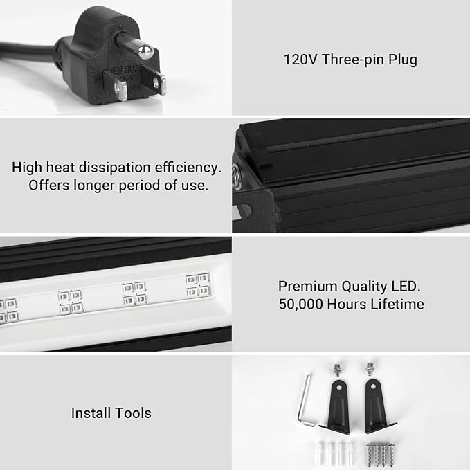 38W LED Black Light Bar, Blacklight Bars with Plug and Switch, Black Light for Glow Party, Halloween, Bedroom, Fluorescent Poster, 5.25ft Cord, 1 Pack