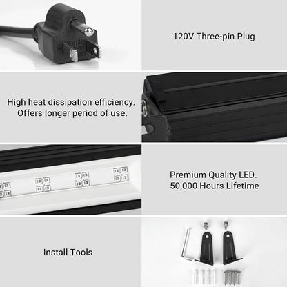 38W LED Black Light Bar, Blacklight Bars with Plug and Switch, Black Light for Glow Party, Halloween, Bedroom, Fluorescent Poster, 5.25ft Cord, 1 Pack