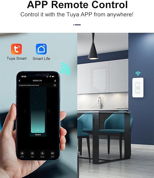 Nexete Smart Light Switch,2.4GHz Wi-Fi Single Pole Touch Switch, Timmer Voice & Smart Life App Control,Compatible with Alexa Google Assistant,Neutral Wire Required,White(Single Switch)