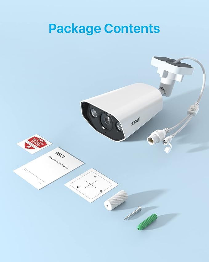ZOSI ZG182 4K PoE Add-on Camera with 2-Way Talk,Weatherproof IP Camera for Outdoor Indoor Power Over Ethernet Surveillance System,Only Work PoE NVR