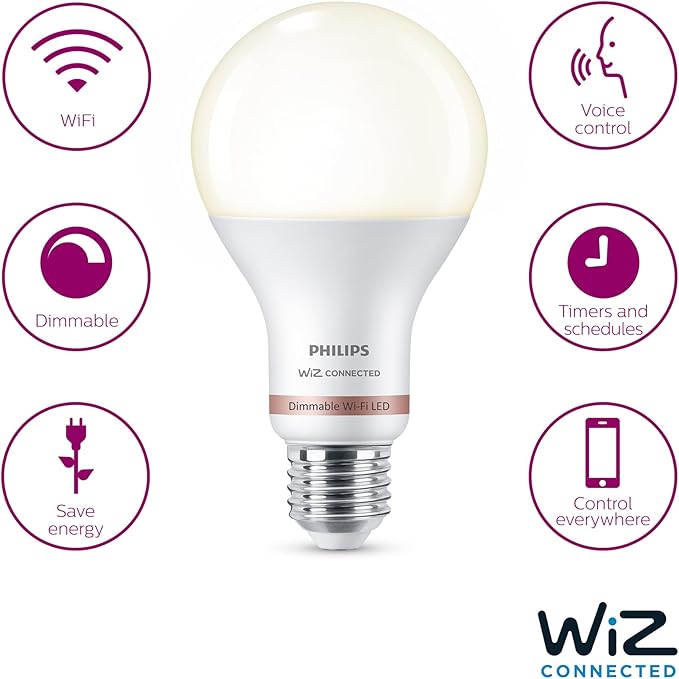 Philips Smart 100W A21 Soft White LED Smart Bulb 4-Pack - E26- Indoor - Connects to Your Wi-Fi- Control with Voice or App - Powered by WiZ Connected