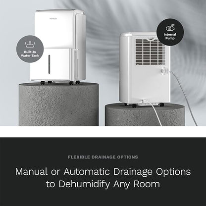 hOmeLabs Dehumidifier 6,000 Sq Ft Rooms (40 Pint MAX 104 Pint at 95°F, 90% RH) with Pump for Home, Office, Basements with Powerful Moisture Removal, Humidity Control, Auto Shut-off, Quiet Operation
