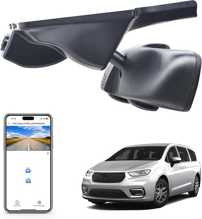 4K Dash Cam Custom Fit for Chrysler Pacifica 2017 2018 2019 2020 2021 2022 2023 2024 2025 2026 (Model A),Limited Touring-L Pinnacle Touring,Integrated OEM Look,UHD 2160P Video,WiFi & App 64GB Card