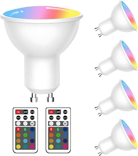 XRise GU10 LED Light Bulb Dimmable 3W LED Bulbs with 180°Flood Beam Warm White 6000K 12 Color Choices Remote Control Included Suitable for Bedroom Living Room Party Gathering（5 Pack ）