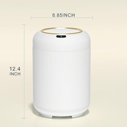 Automatic Motion Sensor Bathroom Trash Can with Lid, 3 Gallon Touchless Trash Bin, Smart Plastic Electric Garbage Cans Small White Wastebasket for Office, rv, Bedroom, Living Room