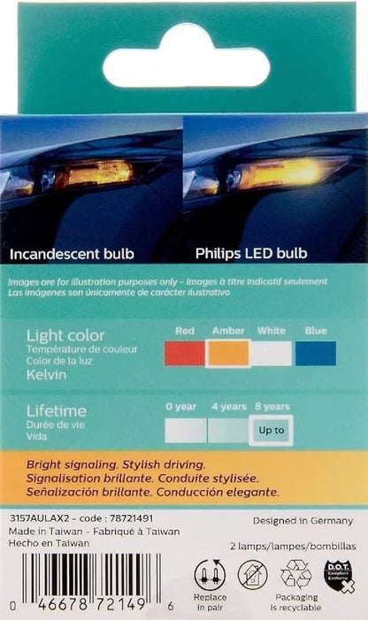 Philips 3157ALED Ultinon LED (Amber), 2 Pack