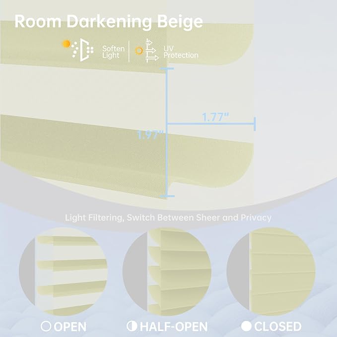 Motorized Sheer Shades with Remote, Automatic Dual-Layered Shades for Windows, Smart Light Filtering Blinds Compatible with Alexa, Custom Size (Room Darkening Beige)