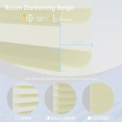 Motorized Sheer Shades with Remote, Automatic Dual-Layered Shades for Windows, Smart Light Filtering Blinds Compatible with Alexa, Custom Size (Room Darkening Beige)