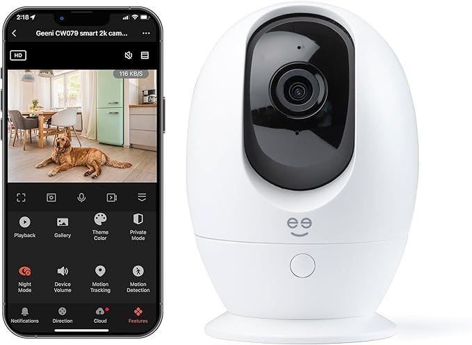 Geeni PetConnect Auto-Rotate Crystal-Clear 2K Quad HD Smart Pet Camera