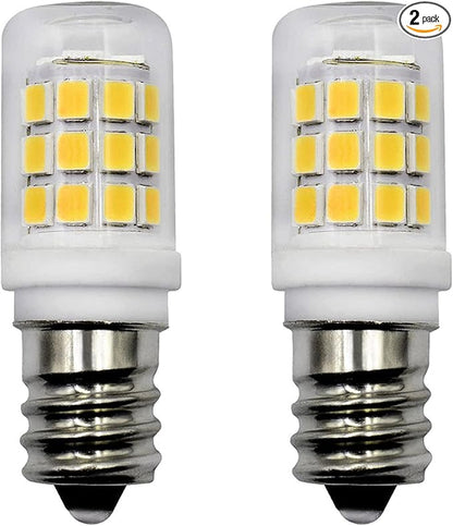 E12 LED Fridge Water Dispenser Light Bulb 2W(15W Replacement) 120V T5 Tubular Appliance Bulb for Chandeliers Home Lighting Refrigerator/Dryer Drum Light C7/S6 Clear Glass Daylight White 6000K,2-Pack