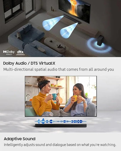 Samsung Soundbar HW-B650F 3.1ch with Subwoofer, Dolby Audio, Powerful Bass Sound Bar for TV, Clear Dialogue, Home Theater Audio System for Movies, Gaming & Music