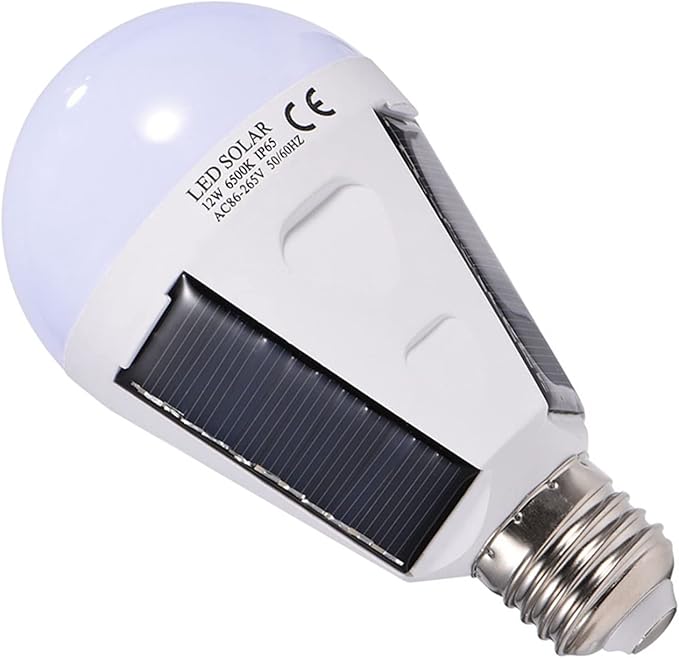 Led Light Bulb, Smart Light Bulbs with Portable Design Solar Panel Indoor Outdoor Outdoor Lights for Stable and Bright Lighting (12W)