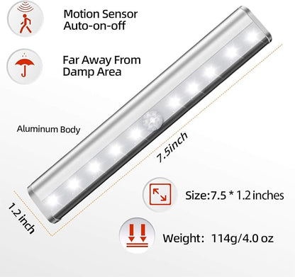 6 Pack Motion Sensor Lights, 10 LED Closet Battery Operated Lights, Stick-On Anywhere Magnetic Night Light Bar, Led Safe Light Indoor for Closet Stairs Wardrobe Under Cabinet