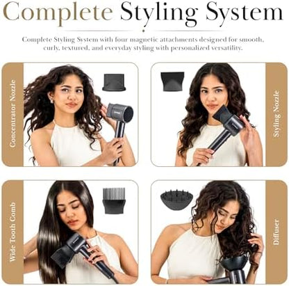 AI Technology Blow Dryer Diffuser, Smart Hair Dryers for Women, Hair Diffuser for Curly Hair, Diffuser Hair Dryer Hair Blow Dryer, Ionic Hair Dryer, 7 Mode with 4 Magnetic Attachments