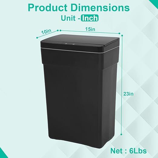 BestOffice 13 Gallon Trash Can Automatic Kitchen Trash Can Touch Free High-Capacity Garbage Can with Lid for Bedroom Bathroom Home Office 50 Liter (Black, 1) (3, Black)