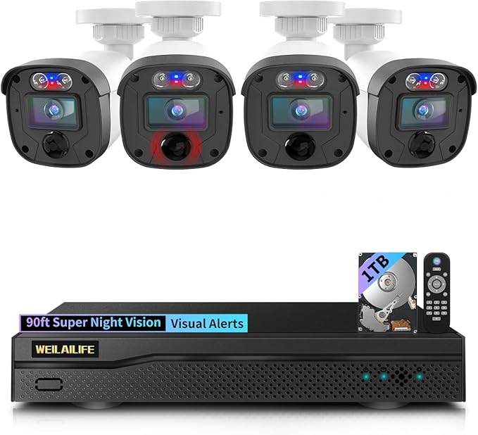 【90ft Super Night Vision】 3K Outdoor Wired Security Camera System, Home Video Surveillance Systems, CCTV Surveillance DVR Kits