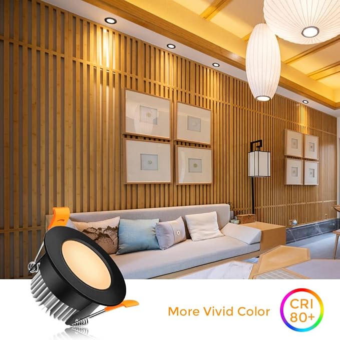 LEDLightsWorld 2 Inch LED Recessed Lighting Dimmable Downlight, 3W(35W Equivalent), 3000K Warm White, Black LED Recessed Light with LED Driver (1 Pack)
