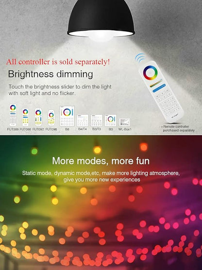 LGIDTECH FUT012 Miboxer 9W RGBWW Smart 2.4GHz RF LED Light Bulb E26,RGB+CCT Color Changing & Temperature Adjustable with Memory.Smartphone APP Control via WL-Box2 Gateway(Sold Separately)
