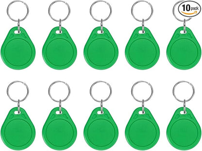 PATIKIL 10 Pcs 13.56MHz CUID Writable Rewritable Smart Key Fobs, Clone IC Key Fob Tags Blank Smart Card Key Classic 1K for Entry Access Control System, Green