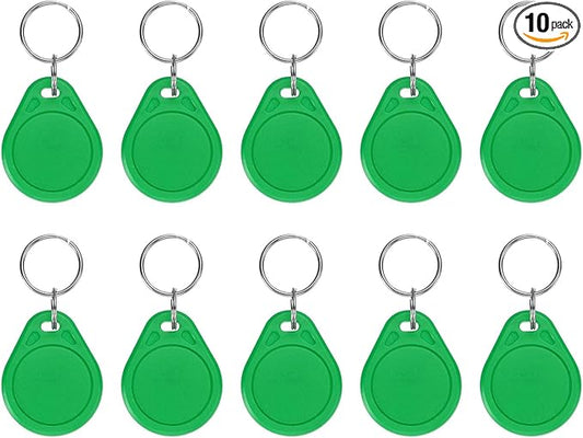 PATIKIL 10 Pcs 13.56MHz CUID Writable Rewritable Smart Key Fobs, Clone IC Key Fob Tags Blank Smart Card Key Classic 1K for Entry Access Control System, Green