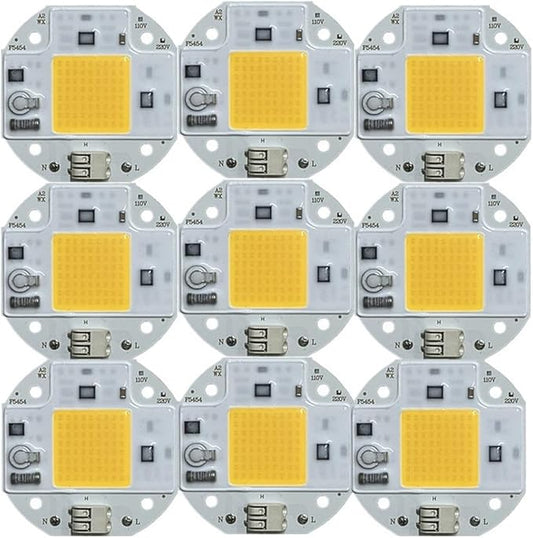 9pcs/ lot 100W 70W 50W COB LED Chip 220V 110V LED COB Chip Welding Diode for Spotlight Floodlight Smart IC No Need Driver(Cold White,220V_50 W)