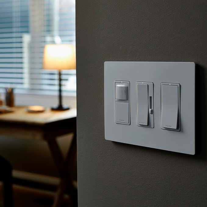Legrand Radiant 600W Occupancy Motion Sensor Light Switch, 180 Degree Coverage, Auto On/Auto Off, Single Pole, RRW600UTCCCV4, White/Light Almond/Ivory, 1 Count