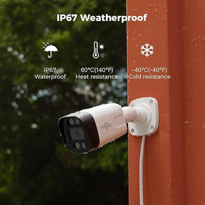 Hiseeu [Human Vehicle Detect] 5MP PoE Camera, IP Camera Outdoor, 2 Way Audio, Spotlight&Sound Alarm, IP67 Waterproof, Remote Access, No Monthly Fee, Work w PoE NVR