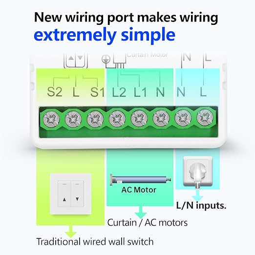 DieseRC WiFi Smart Roller Shutter Controller Module, Tuya APP WiFi Control Compatible with Alexa/Google Home APP Control and Manual Switch, Electric Motor Switch