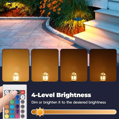 RGB T3 G4 Bi-pin LED Bulbs 12V Color Changing, G4 Halogen Bulb Replacement, Warm White+15 Multicolors and Dimmable on Remote Control, Weatherproof for Outdoor Low Voltage Landscape Lighting