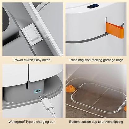 MOPALL 3.5 Gallon Motion Sensor Trash Can with Lid, Slim Touchless Automatic Garbage Bin, Space-Saving Wastebasket for Bathroom Bedroom Living Room Office, White