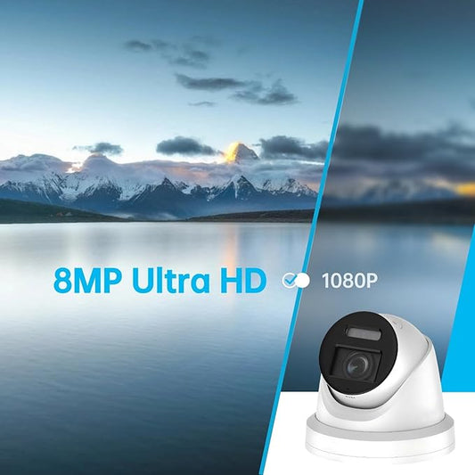 DS-2CD2387G2-LSU/SL 2.8mm HIK 8MP Color-VU PoE IP Camera Outdoor Indoor, 4K PoE Turret Network Camera with Strobe Light and Audible Warning, Human/Vehicle Detection, 2-Way Audio, IP67 Waterproof