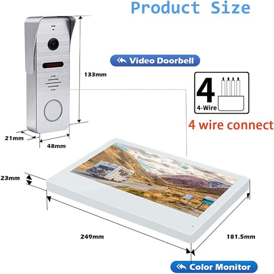 1080P Tuya Wired Video Door Phone 10 Inch Full Touch Monitor Wireless WiFi Smart Home Intercom System with RFID Doorbell Camera Unlock Record Motion,Weatherproof Video Doorbell,32G