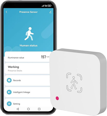 WiFi Human Presence Sensor: Smart Motion Sensor with App Notification Alerts, mmWave Radar Detector, Zone Positioning, Human Body Exists Sensor for Home Security & Home Automation