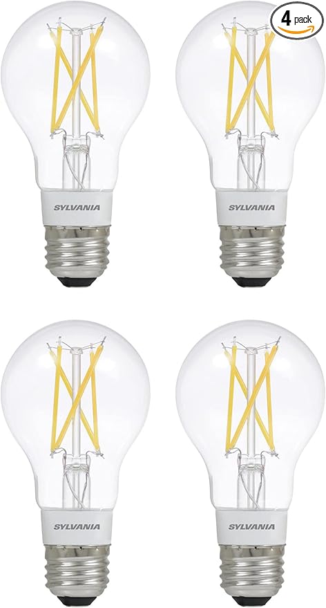 Sylvania (4 Bulbs) Smart+ LED Smart Bluetooth A19 Light Bulb, Seamless Setup, Works with Google, Alexa, AppleHomeKit, No hub Required, 2700K, LED Smart Bulb