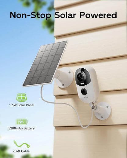 3K 4MP Security Cameras Outdoor Wireless, Solar Powered Cameras for Home Security, No Subscription, Smart Detection, Color Night Vision, 2-Way Talk, 2.4/5GHz WiFi, 32GB Local Storage