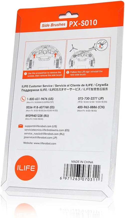 ILIFE Replacement Side Brushes for V5s plus/V2/V5s Max/A12 Pro/V9 Pro/V3s Pro Robot Vacuum, 4 Pack Included, PX-S010