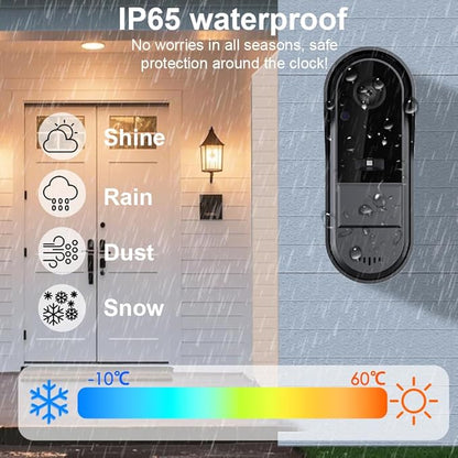 TKMARS Doorbell Camera Wireless No Subscription with Monitor for Home/Apartment, Video Doorbell 1080P No App/WiFi Needed, Intercom 2-Way Talk,Waterproof Door Bell with Recording & Night Vision