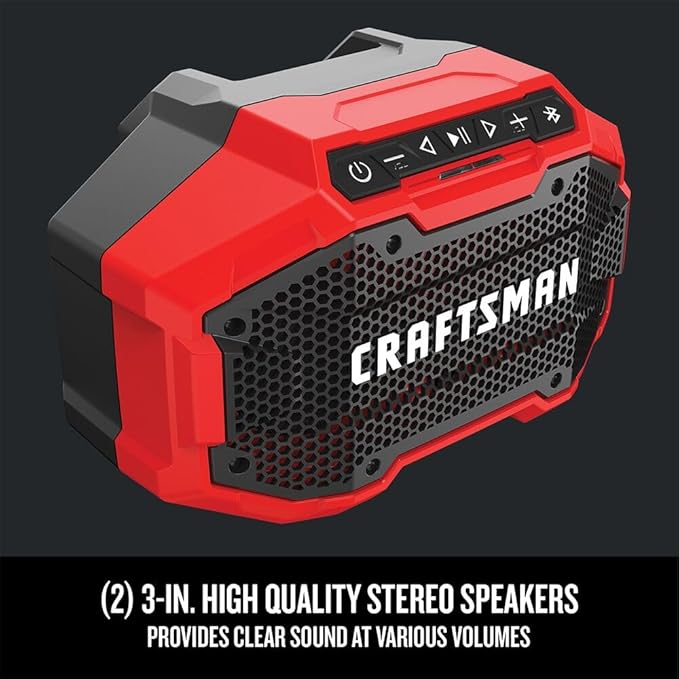 CRAFTSMAN V20 Wireless Portable Bluetooth Speaker, Tool Only (CMCR001B), Red