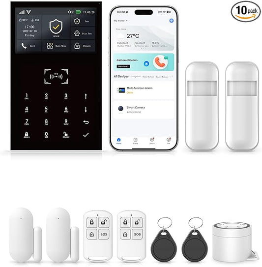 PGST 2026 Home Alarm System,120dB Alarm System with WiFi+GSM/4G & Real-Time APP Alert,Easy to Install Door/Window Motion Alarms Sensors,for Apartment,Kids Safety,Office NO Monthly Fees
