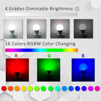 Bestview RGB LED Light Bulb, Color Changing Light Bulbs with Remote Control, RGBW Warm White 5W E27 Screw Base,Mood Flood E26 Light Bulb-16 Color Choices for Home Party Bedroom Outdoor (4 Pack)
