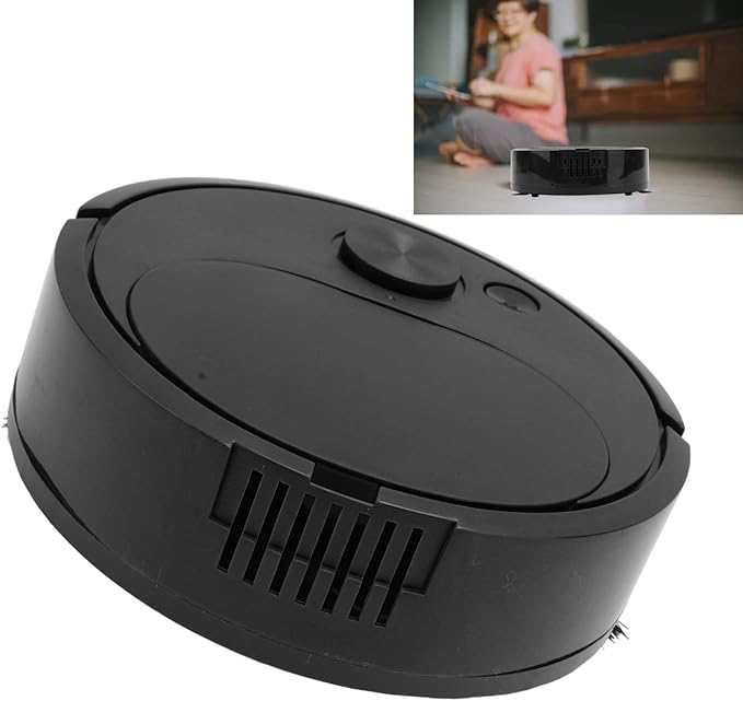 Robot Vacuum Cleaner,Multifunctional Vacuums Robotic Vacuums USB Charging Mini Smart Sweeping Robot Ideal for Hard Floors Pet Hair Carpets (Black)