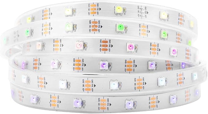 BTF-LIGHTING WS2812B IC RGB LED Strip,UL Listed,Pure Gold Wires,DC5V 16.4FT 150LED 5050SMD,Individually Addressable,Flexible for DIY Chasing Full Color Project,IP67(No Adapter or Controller)