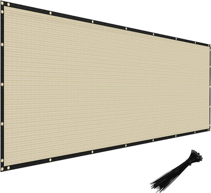 Windscreen4less Privacy Fence Screen Heavy Duty Windscreen Fencing Mesh Fabric Shade Net Cover with Brass Grommtes for Outdoor Wall Garden Yard Pool Deck, 6'x258' Beige